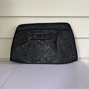 Vintage Liz Claiborne Black Woven Clutch Bag Italian Made Bottega Style Purse